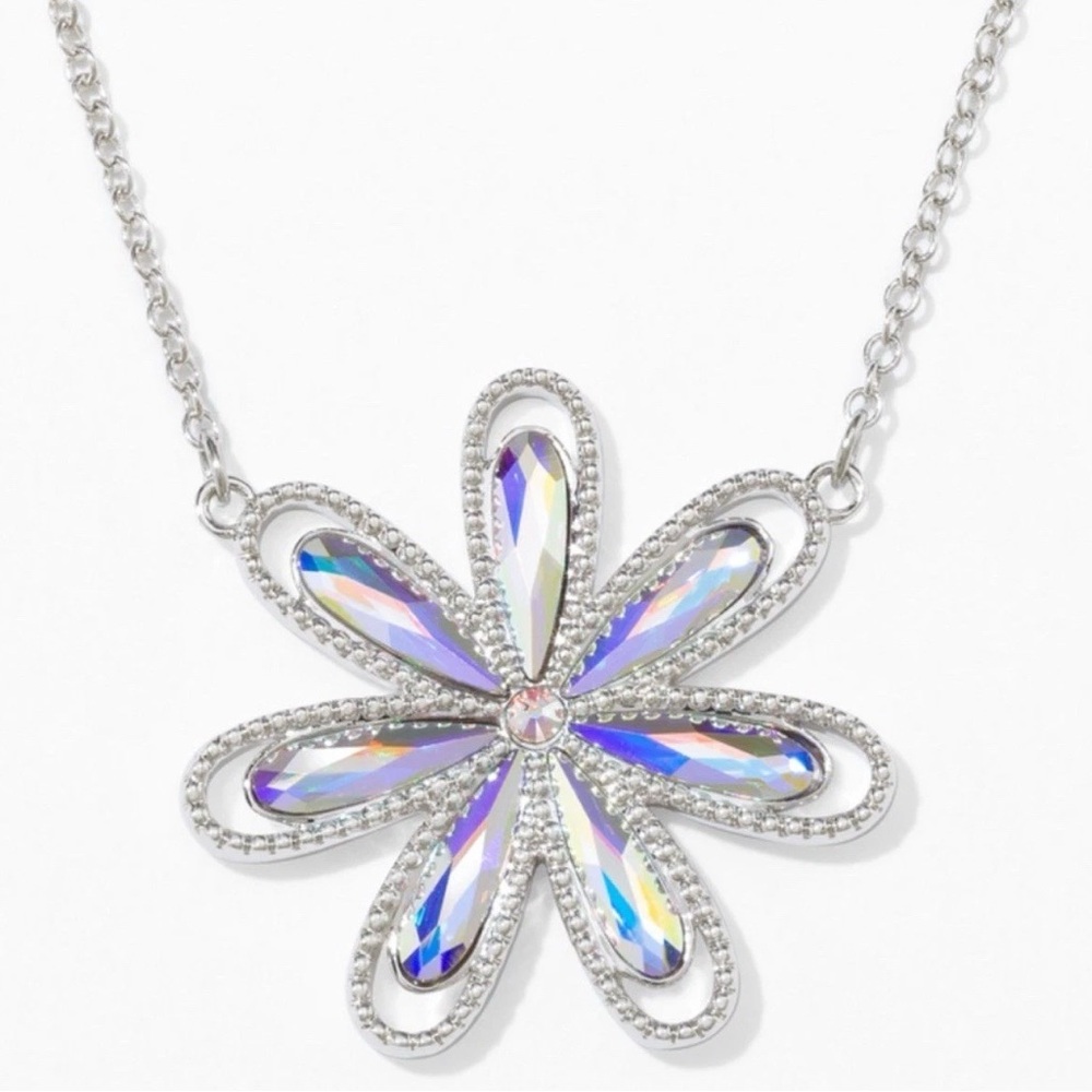 Touchstone Crystal by Swarovski SHIMMERING BLOOM floral necklace aurore boreale